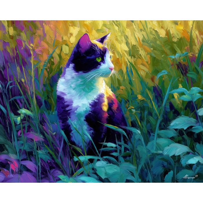 colorful, horizon, spring theme, bright colors, green, yellow, violet, red, seasonal art, people, animals, painterly, expressive style, modern painting, textured surface, joyful mood, color harmony