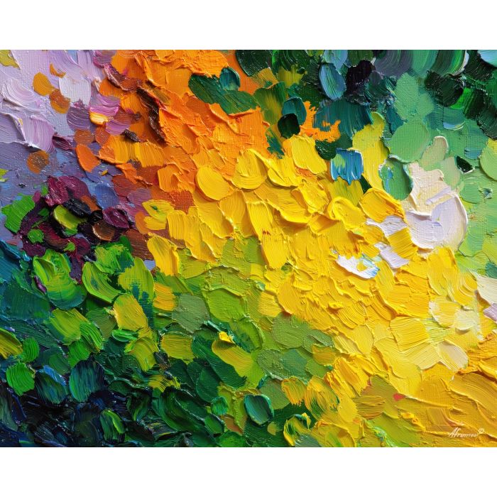 clear, surface, spring abstract, abstract art, bright colors, green, yellow, violet, red, palette knife, oil painting, impasto, textured surface, modern abstract, color harmony, seasonal abstraction, expressive painting