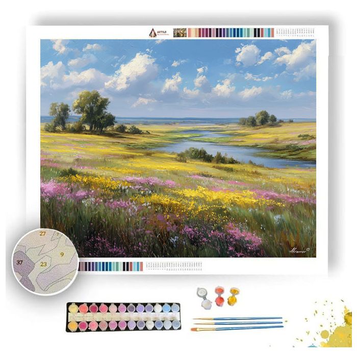 BLOOMING RIVER PLAINS - Paint by Numbers Full Kit
