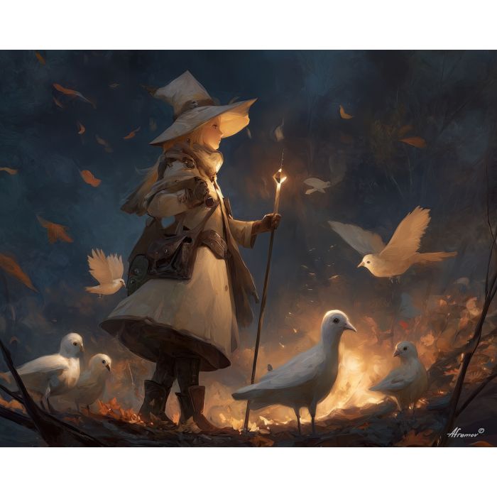 witch ghost birds,nature fantasy