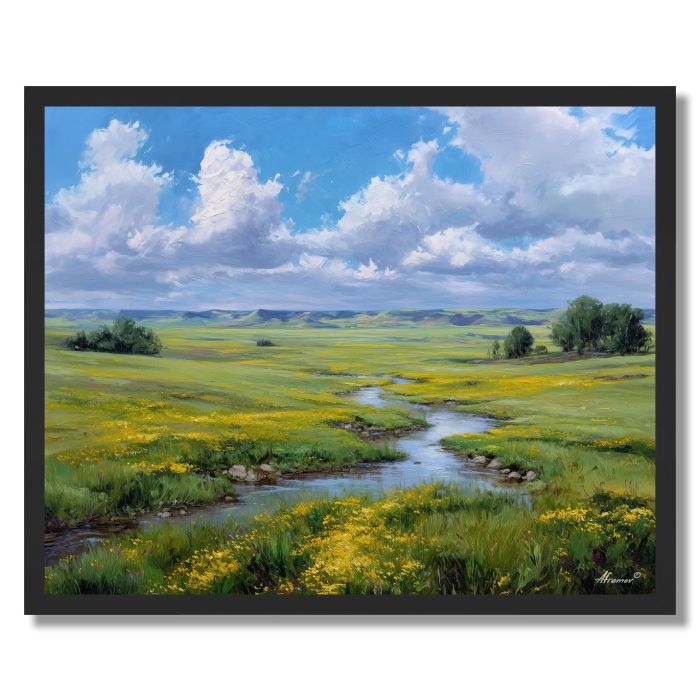 VERDANT RIVER PLAINS - FRAMED