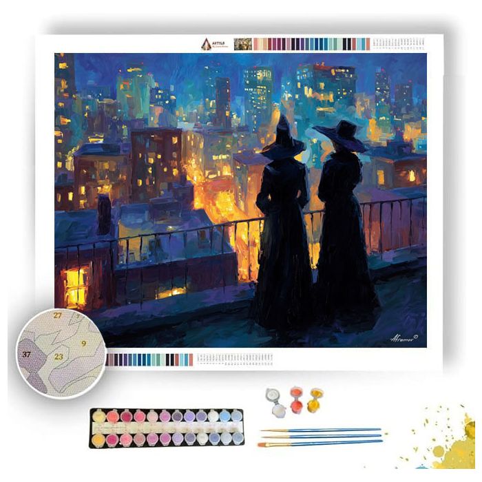 BALCONY NIGHT FRIENDS - Paint by Numbers Full Kit