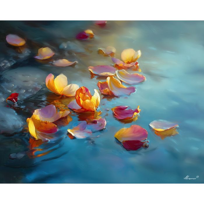 spring afternoon,petal drift,oil painting