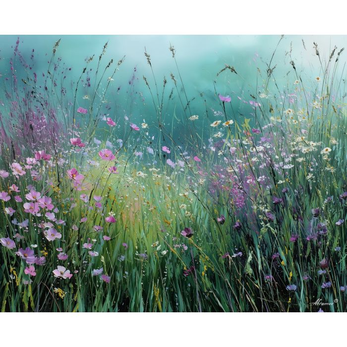 spring blossoms,wind movement,oil painting