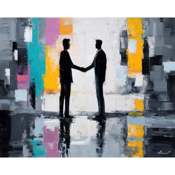 professional, ideas, business theme, office scene, meeting, palette knife, oil painting, impasto, textured surface, corporate, modern office, workplace art, presentation, collaboration, desk, whiteboard