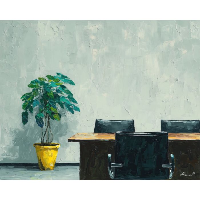 structured, moment, business theme, office scene, meeting, professional, palette knife, oil painting, impasto, textured surface, corporate, modern office, workplace art, presentation, collaboration, desk, whiteboard