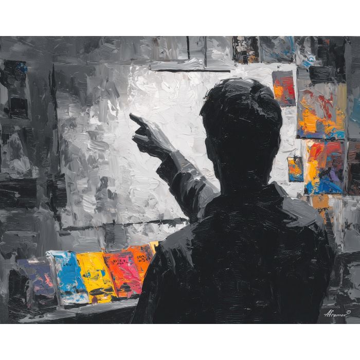 open, task, business theme, office scene, meeting, professional, palette knife, oil painting, impasto, textured surface, corporate, modern office, workplace art, presentation, collaboration, desk, whiteboard