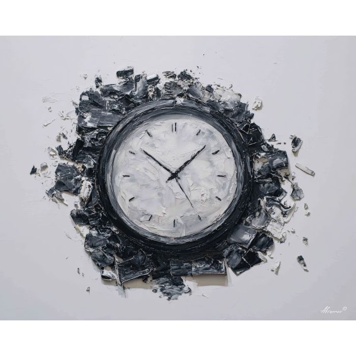 aclock, business art, corporate, abstract, palette knife, oil painting, impasto, textured surface, modern, minimal, professional, conceptual, clean design, office theme, contemporary art, visual concept