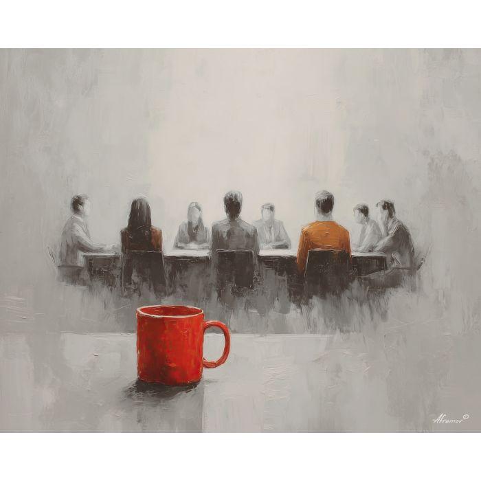 quiet, scene, business theme, office scene, meeting, professional, palette knife, oil painting, impasto, textured surface, corporate, modern office, workplace art, presentation, collaboration, desk, whiteboard