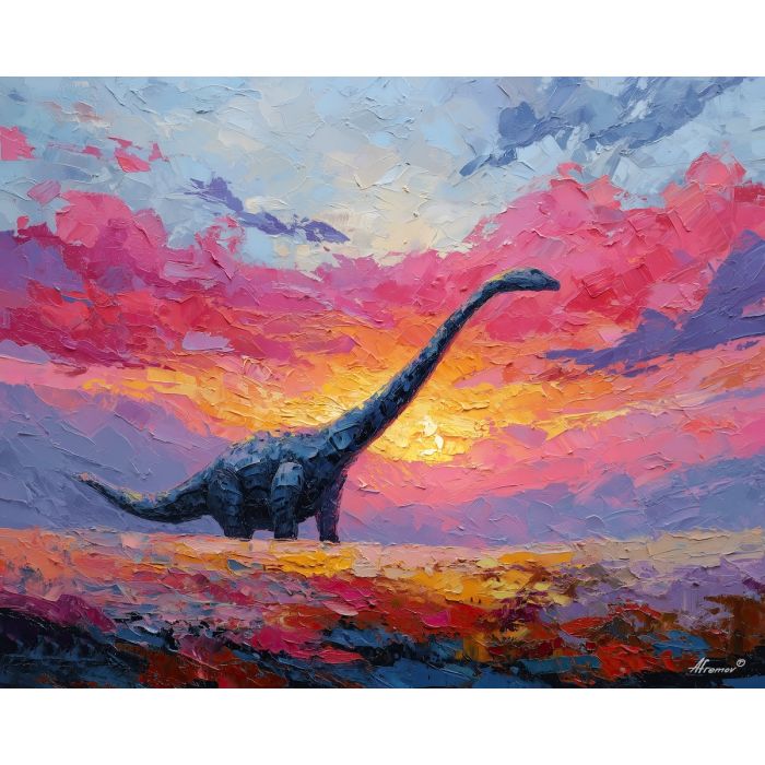 dinosaur, modern art, palette knife, oil painting, impasto, textured surface, contemporary, expressive, visual art, creative, abstract, painterly, bold colors, concept art, illustrative, graphic