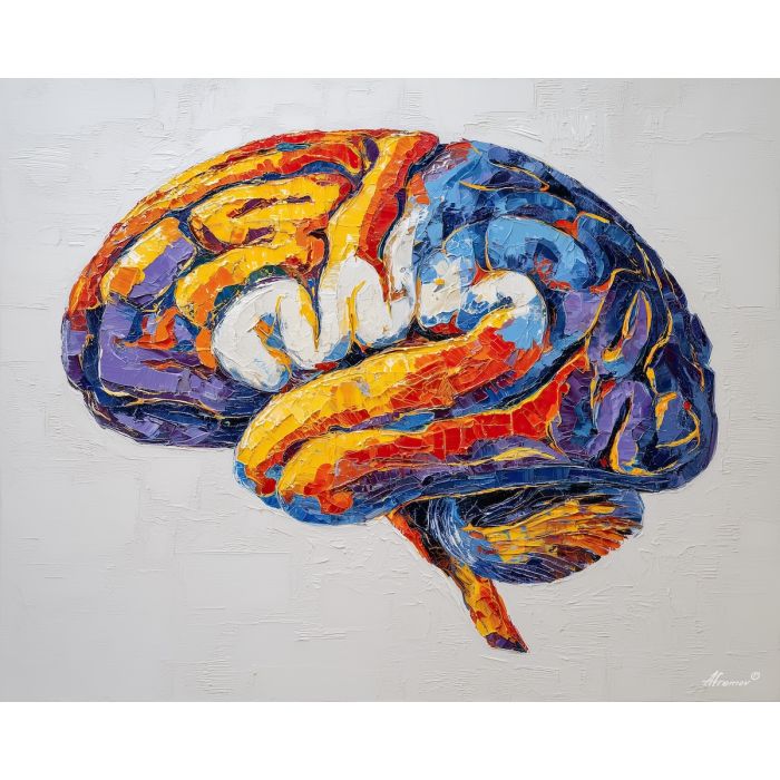 brain, modern art, palette knife, oil painting, impasto, textured surface, contemporary, expressive, visual art, creative, abstract, painterly, bold colors, concept art, illustrative, graphic