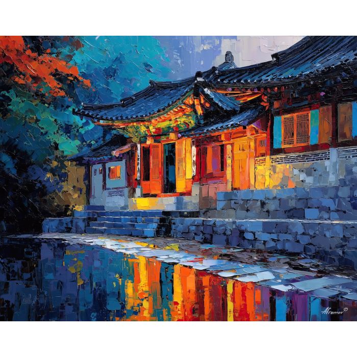 korean, modern art, palette knife, oil painting, impasto, textured surface, contemporary, expressive, visual art, creative, abstract, painterly, bold colors, concept art, illustrative, graphic