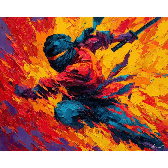 naruto, palette knife, oil painting, impasto, textured surface, artwork, expressive, modern, creative, visual art, illustration, bold colors, painterly, contemporary, graphic, conceptual