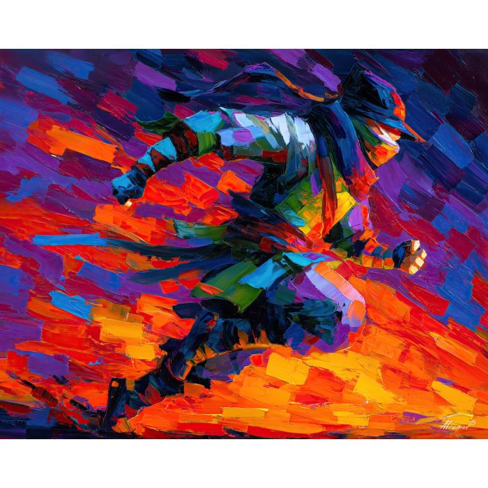naruto, palette knife, oil painting, impasto, textured surface, artwork, expressive, modern, creative, visual art, illustration, bold colors, painterly, contemporary, graphic, conceptual