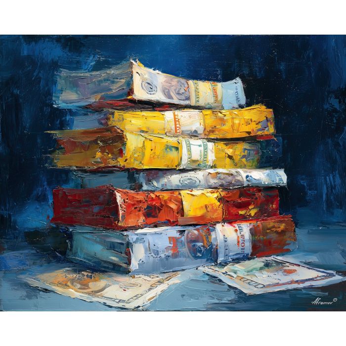 money, palette knife, oil painting, impasto, textured surface, artwork, expressive, modern, creative, visual art, illustration, bold colors, painterly, contemporary, graphic, conceptual