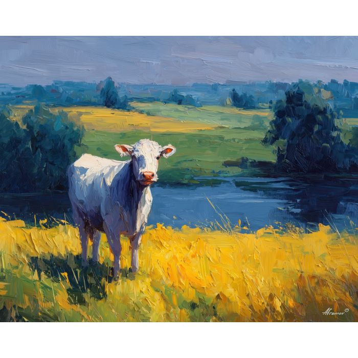 cow, palette knife, oil painting, impasto, textured surface, artwork, expressive, modern, creative, visual art, illustration, bold colors, painterly, contemporary, graphic, conceptual