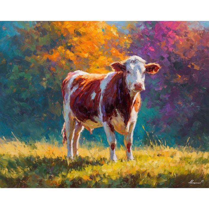 cow, palette knife, oil painting, impasto, textured surface, artwork, expressive, modern, creative, visual art, illustration, bold colors, painterly, contemporary, graphic, conceptual