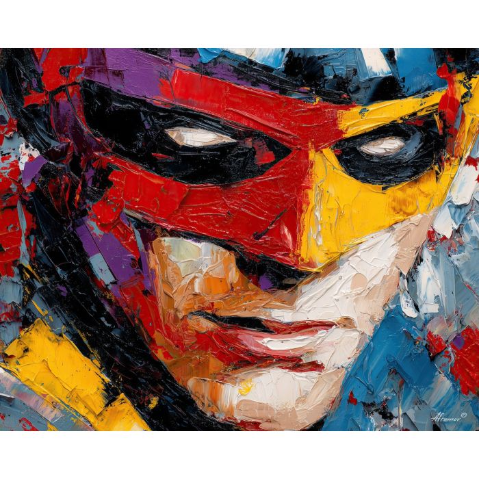 comic, book, palette knife, oil painting, impasto, textured surface, artwork, expressive, modern, creative, visual art, illustration, bold colors, painterly, contemporary, graphic, conceptual