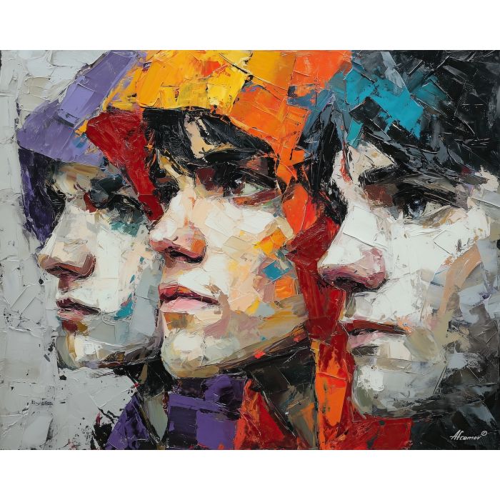 comic, book, palette knife, oil painting, impasto, textured surface, artwork, expressive, modern, creative, visual art, illustration, bold colors, painterly, contemporary, graphic, conceptual