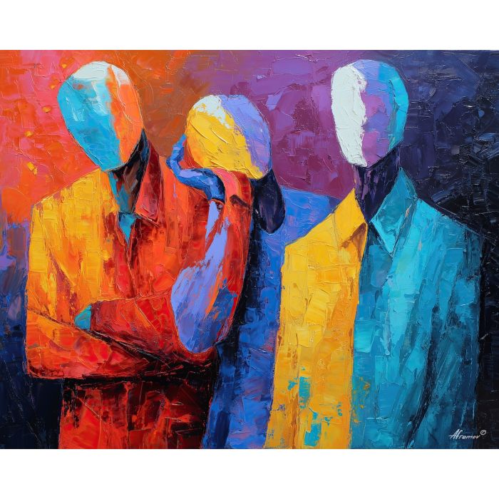 man, ray, palette knife, oil painting, impasto, textured surface, modern art, symbolic, expressive, visual art, creative, painterly, bold colors, contemporary, conceptual, illustrative, abstract