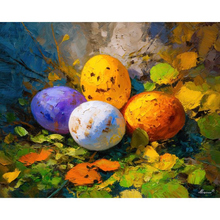 easter, palette knife, oil painting, impasto, textured surface, modern art, symbolic, expressive, visual art, creative, painterly, bold colors, contemporary, conceptual, illustrative, abstract