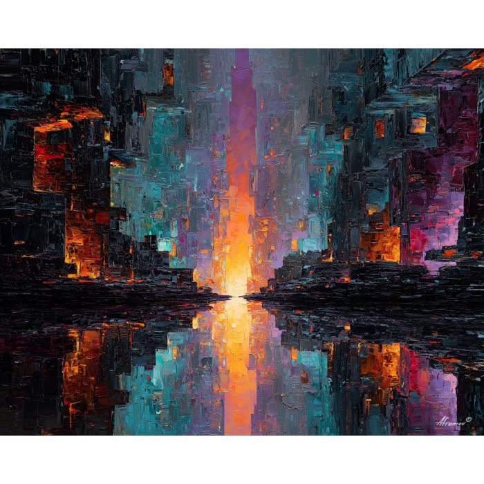 fractal, palette knife, oil painting, impasto, textured surface, modern art, symbolic, expressive, visual art, creative, painterly, bold colors, contemporary, conceptual, illustrative, abstract