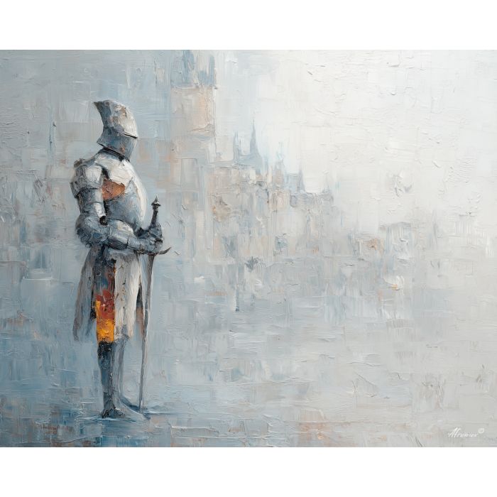 knight, palette knife, oil painting, impasto, textured surface, modern art, symbolic, expressive, visual art, creative, painterly, bold colors, contemporary, conceptual, illustrative, abstract