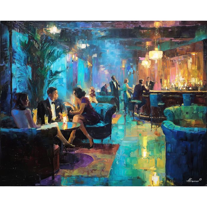 1920s, palette knife, oil painting, impasto, textured strokes, vivid colors, expressive art, modern painting, bold composition, dramatic light, color contrast, atmospheric, visual storytelling, contemporary art, creative, illustrative