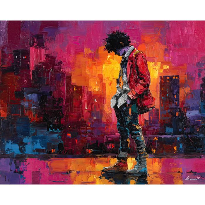 punk, palette knife, oil painting, impasto, textured strokes, vivid colors, expressive art, modern painting, bold composition, dramatic light, color contrast, atmospheric, visual storytelling, contemporary art, creative, illustrative