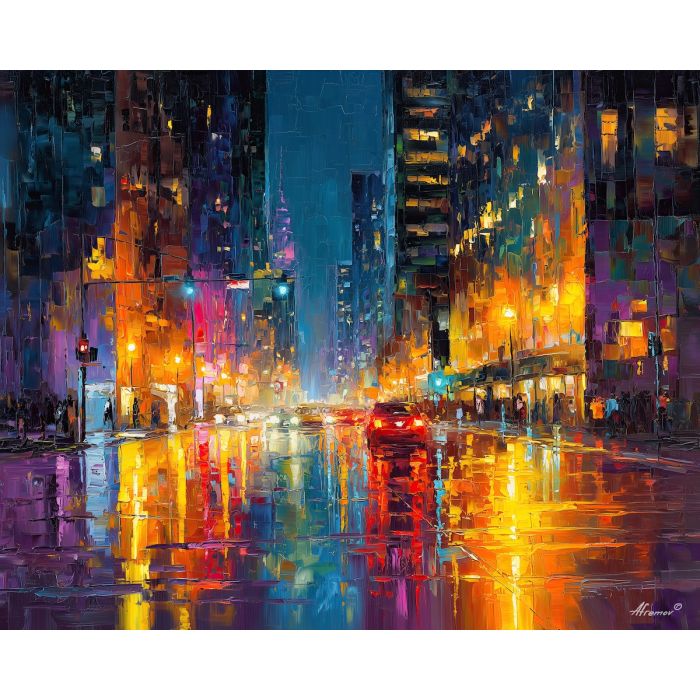 urban, palette knife, oil painting, impasto, textured strokes, vivid colors, expressive art, modern painting, bold composition, dramatic light, color contrast, atmospheric, visual storytelling, contemporary art, creative, illustrative