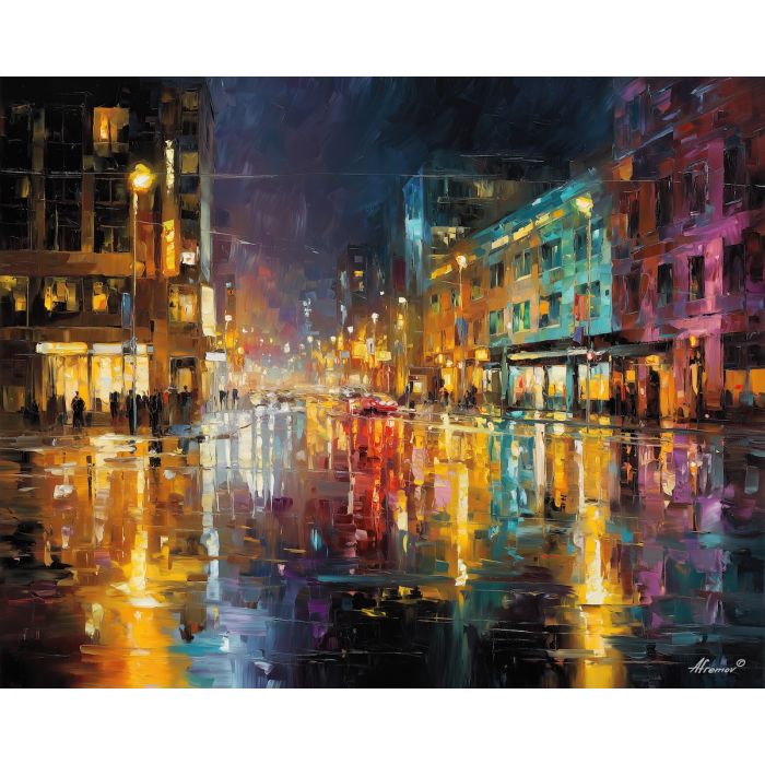 urban, palette knife, oil painting, impasto, textured strokes, vivid colors, expressive art, modern painting, bold composition, dramatic light, color contrast, atmospheric, visual storytelling, contemporary art, creative, illustrative