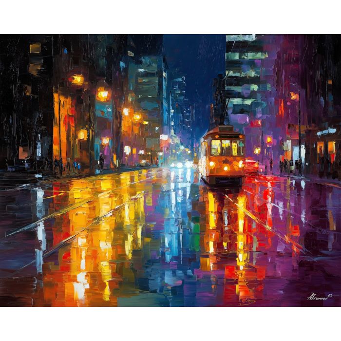 urban, palette knife, oil painting, impasto, textured strokes, vivid colors, expressive art, modern painting, bold composition, dramatic light, color contrast, atmospheric, visual storytelling, contemporary art, creative, illustrative