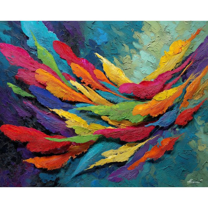 calligraphy, palette knife, oil painting, impasto, textured strokes, vivid colors, expressive art, modern painting, bold composition, dramatic light, color contrast, atmospheric, visual storytelling, contemporary art, creative, illustrative