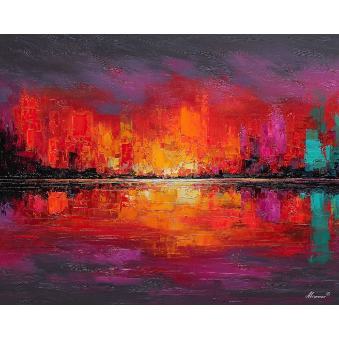 calligraphy, palette knife, oil painting, impasto, textured strokes, vivid colors, expressive art, modern painting, bold composition, dramatic light, color contrast, atmospheric, visual storytelling, contemporary art, creative, illustrative