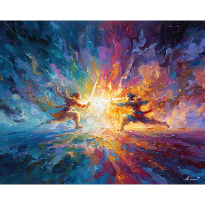 video, game, palette knife, oil painting, impasto, textured strokes, vivid colors, expressive art, modern painting, bold composition, dramatic light, color contrast, atmospheric, visual storytelling, contemporary art, creative, illustrative