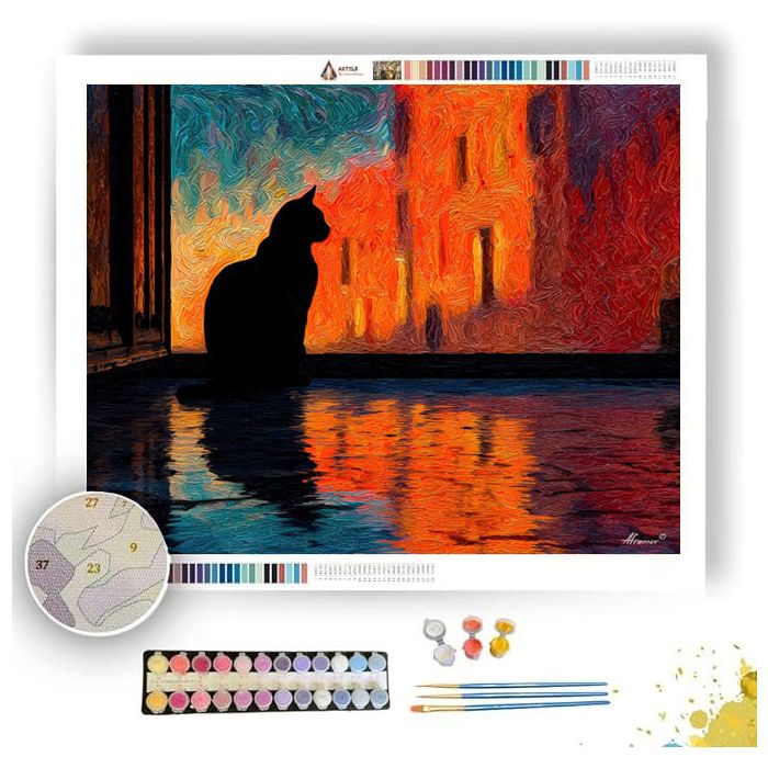 SEVILLE WINDOW CAT SILHOUETTE - Paint by Numbers Full Kit
