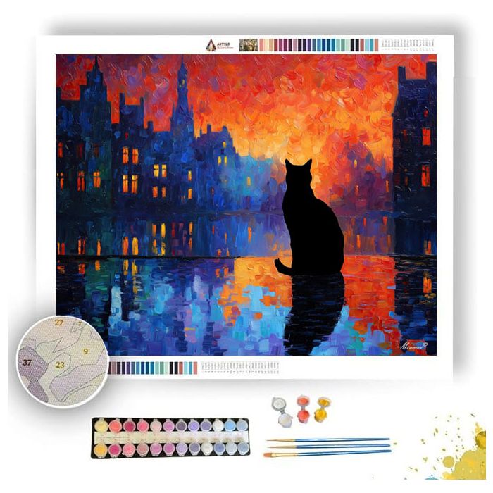 COLMAR WINDOW CAT SILHOUETTE - Paint by Numbers Full Kit