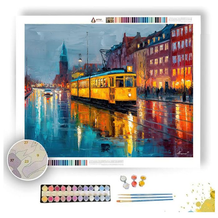 COPENHAGEN YELLOW TRAM ON - Paint by Numbers Full Kit