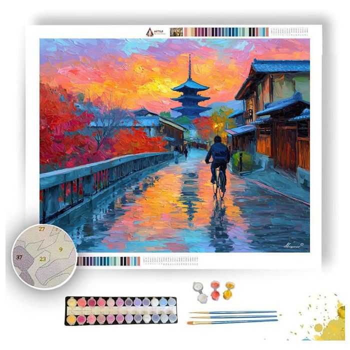 KYOTO CYCLIST ON NARROW - Paint by Numbers Full Kit