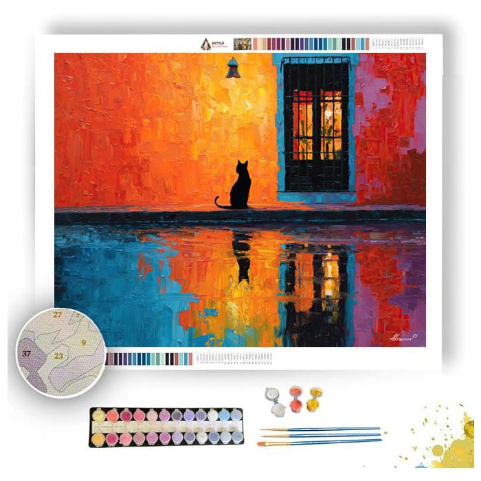 GRANADA WINDOW CAT SILHOUETTE - Paint by Numbers Full Kit