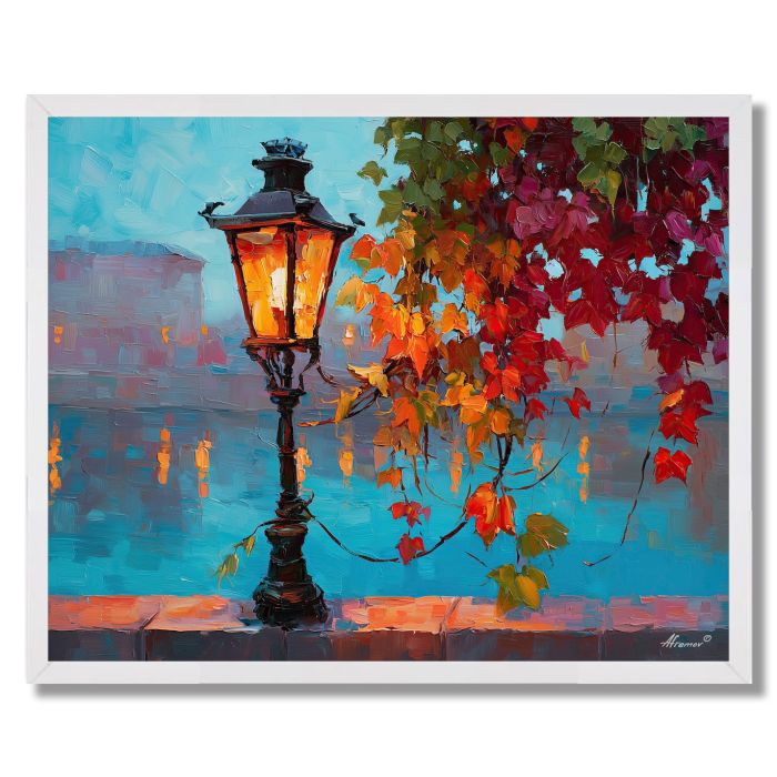 BUDAPEST STREET LAMP IVY - FRAMED