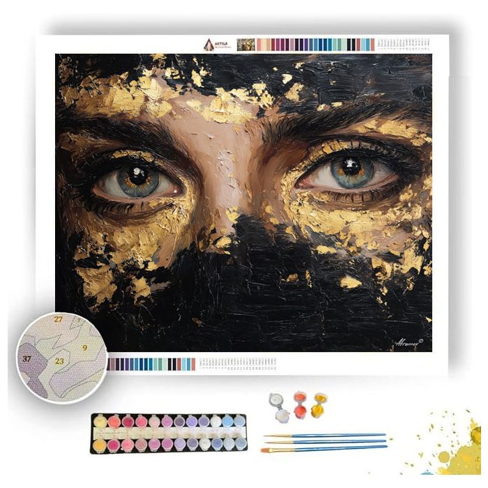 BLACK AND GOLD CONTRAST - Paint by Numbers Full Kit
