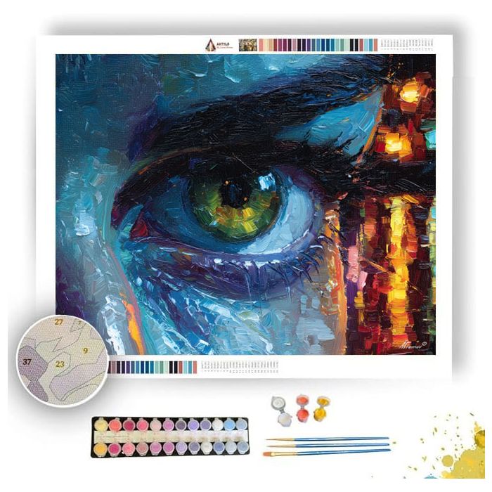 NEON REFLECTIONS IN RAIN - Paint by Numbers Full Kit
