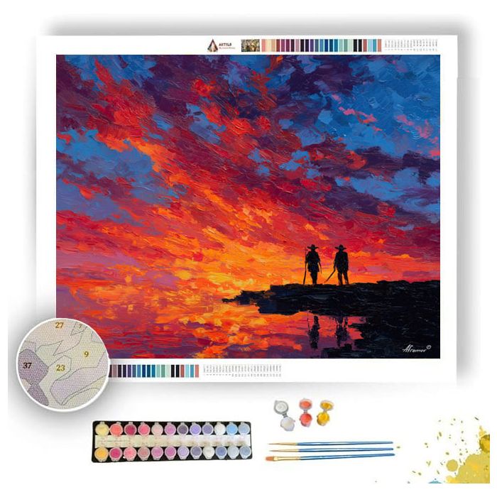 SUNSET ISLAND STANDOFF - Paint by Numbers Full Kit