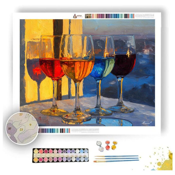 FOUR CUPS AT TWILIGHT - Paint by Numbers Full Kit