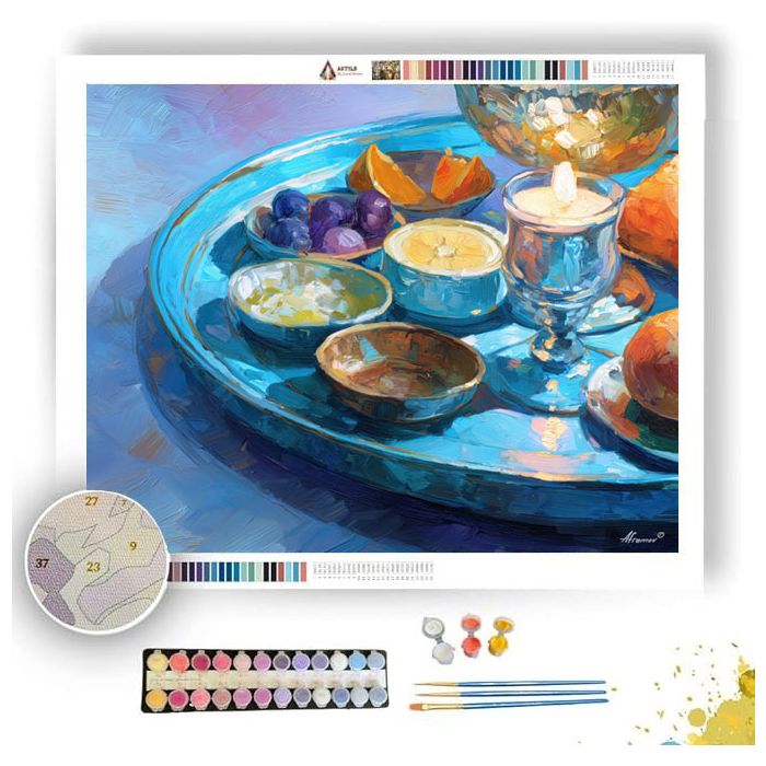 SEDER PLATE CLOSEUP - Paint by Numbers Full Kit