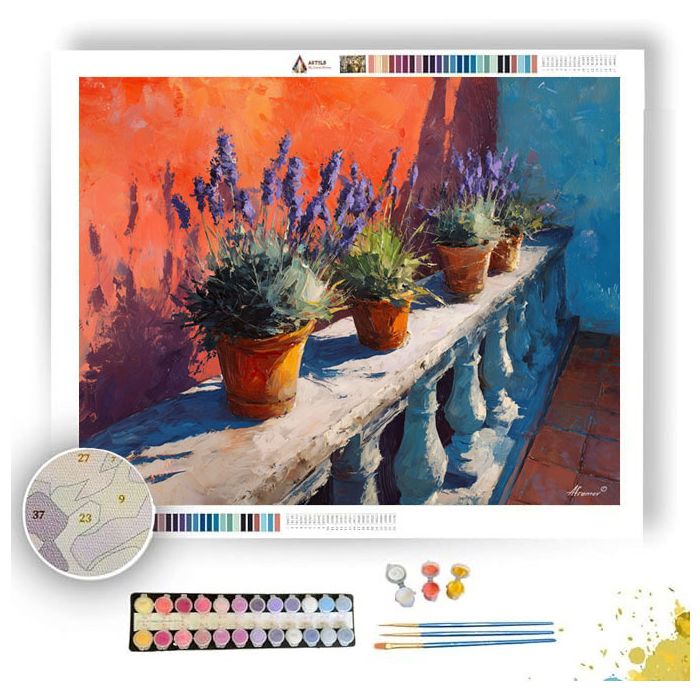 BALCONY LAVENDER ROW - Paint by Numbers Full Kit