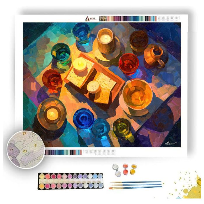SEDER TABLE FROM ABOVE - Paint by Numbers Full Kit