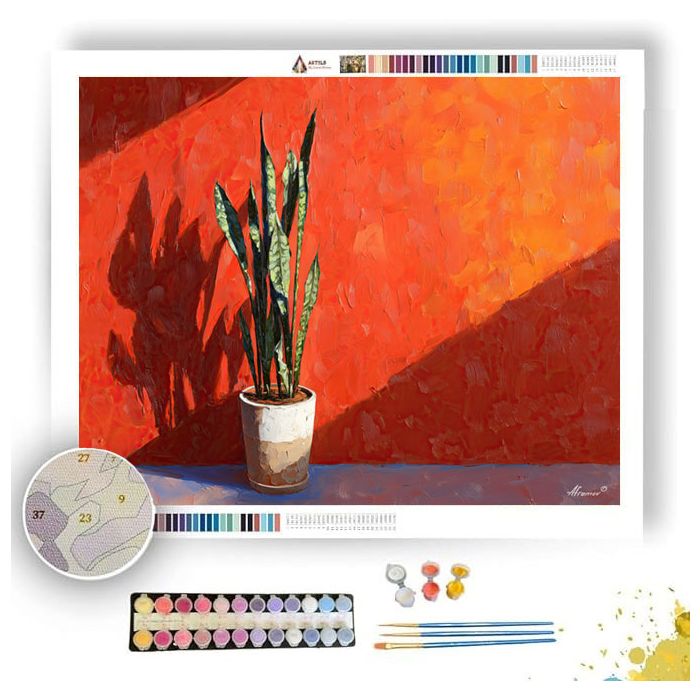 SNAKE PLANT RED BACKDROP - Paint by Numbers Full Kit