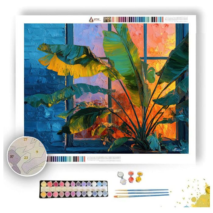 PALM LEAF SKY WINDOW - Paint by Numbers Full Kit